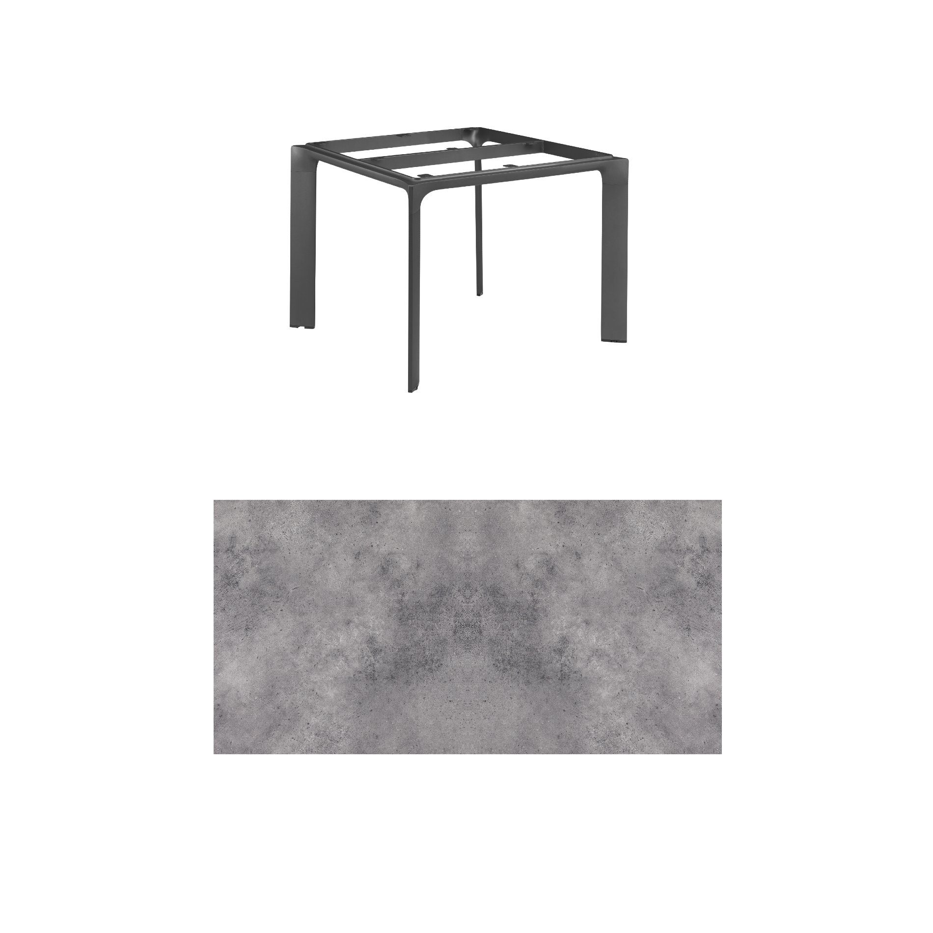 Kettler "Diamond" Tischsystem Gartentisch, Gestell Aluminium anthrazit, Tischplatte HPL anthrazit, 95x95 cm