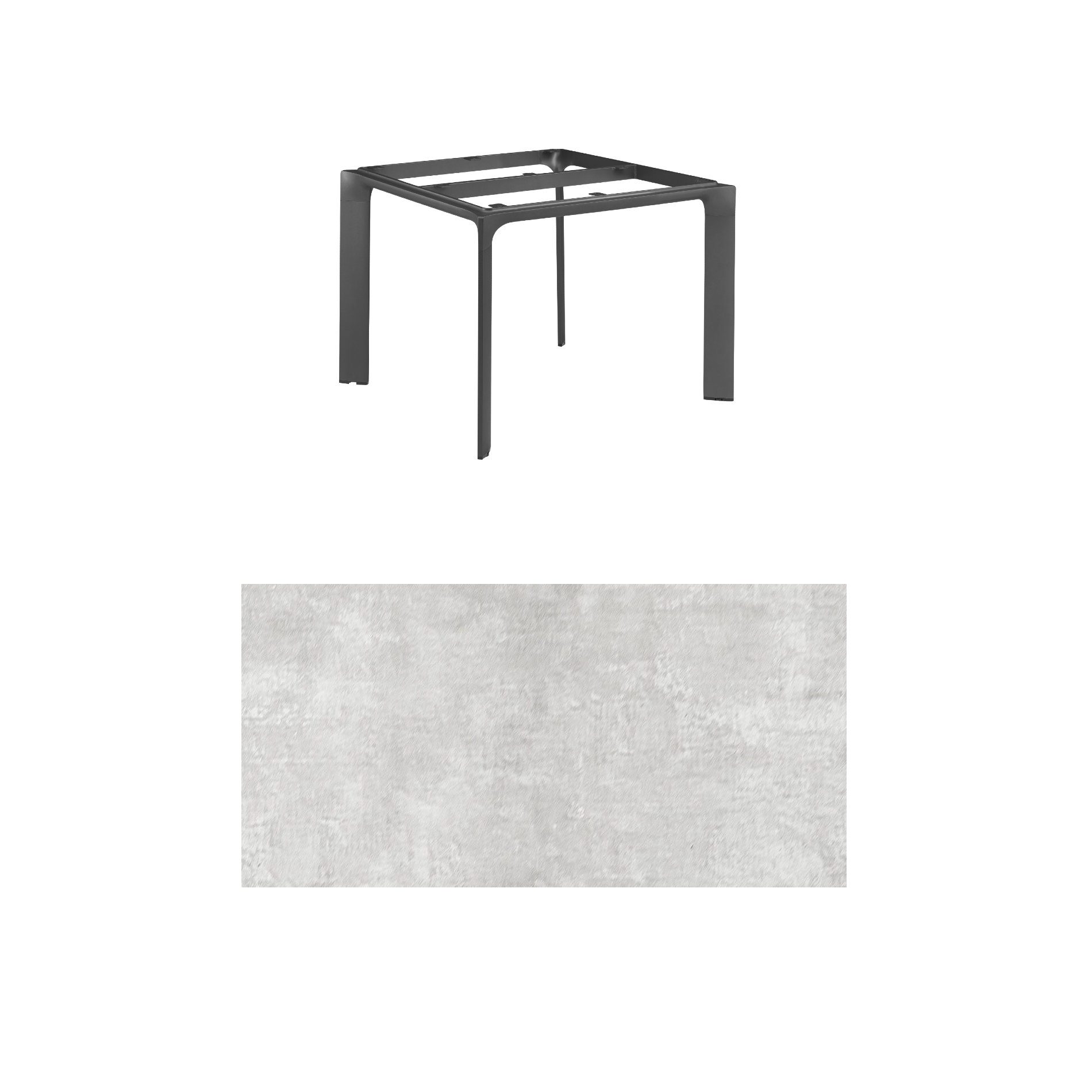 Kettler "Diamond" Tischsystem Gartentisch, Gestell Aluminium anthrazit, Tischplatte HPL hellgrau meliert, 95x95 cm
