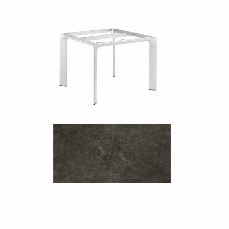 Kettler "Diamond" Tischsystem Gartentisch, Tischgestell 95x95cm, Alu silber, Tischplatte Keramik anthrazit
