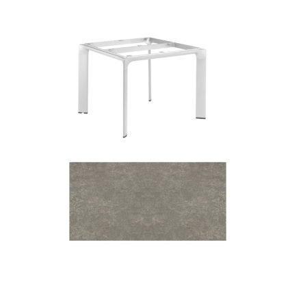 Kettler "Diamond" Tischsystem Gartentisch, Tischgestell 95x95cm, Alu silber, Tischplatte Keramik grau-taupe
