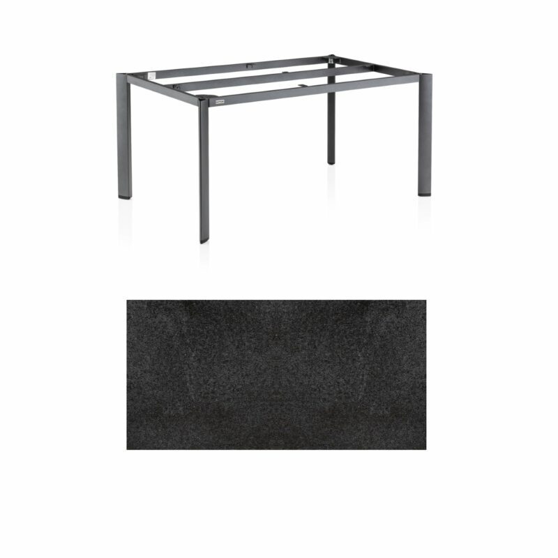 Kettler "Edge" Gartentisch, Tischgestell 160x95cm, Alu anthrazit, mit Tischplatte HPL Stahl