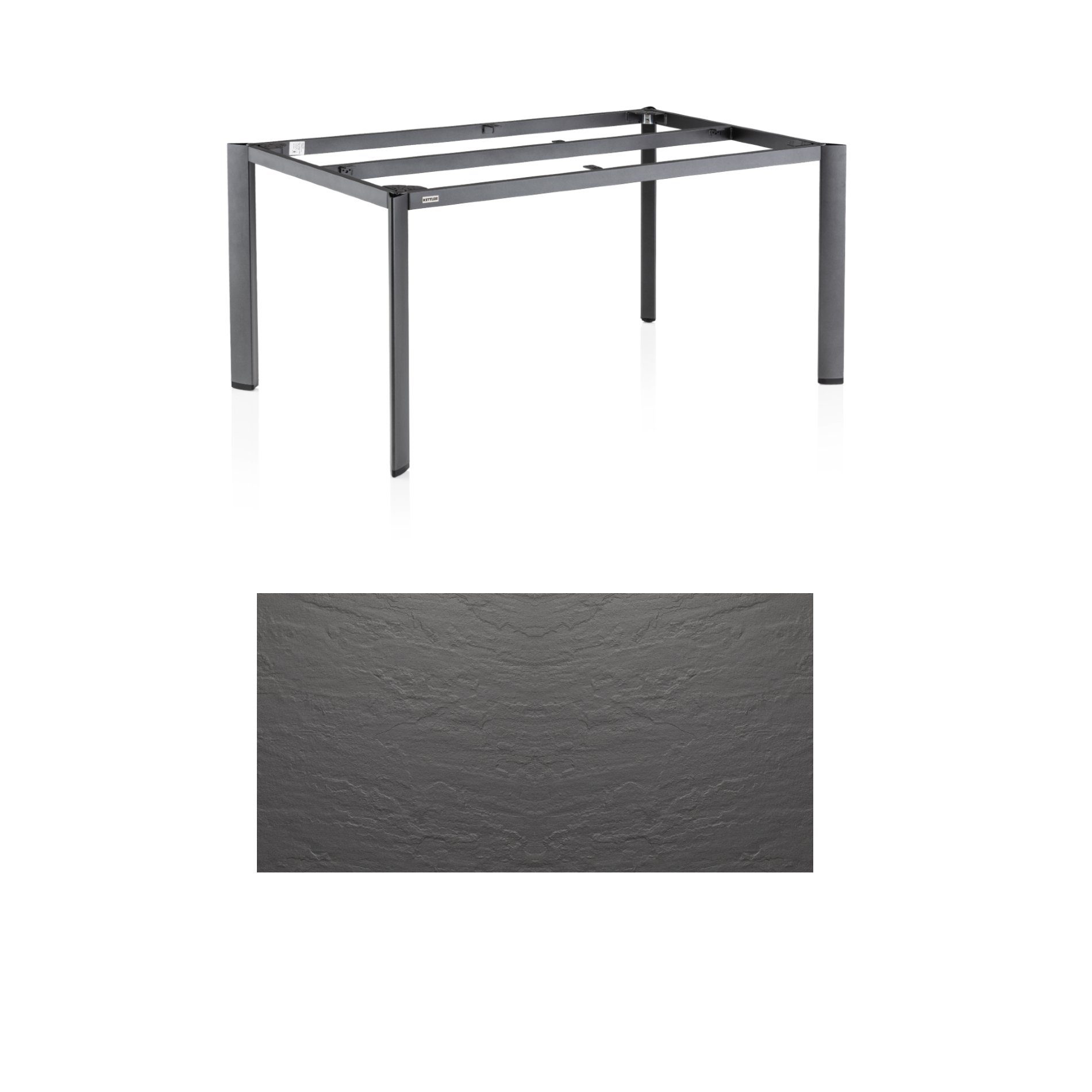 Kettler "Edge" Gartentisch, Tischgestell 160x95cm, Aluminium anthrazit, mit Tischplatte Kettalux anthrazit