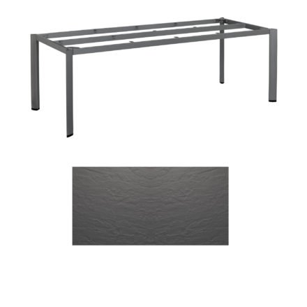 Kettler "Edge" Gartentisch, Tischgestell 220x95cm, Aluminium anthrazit, mit Tischplatte Kettalux anthrazit