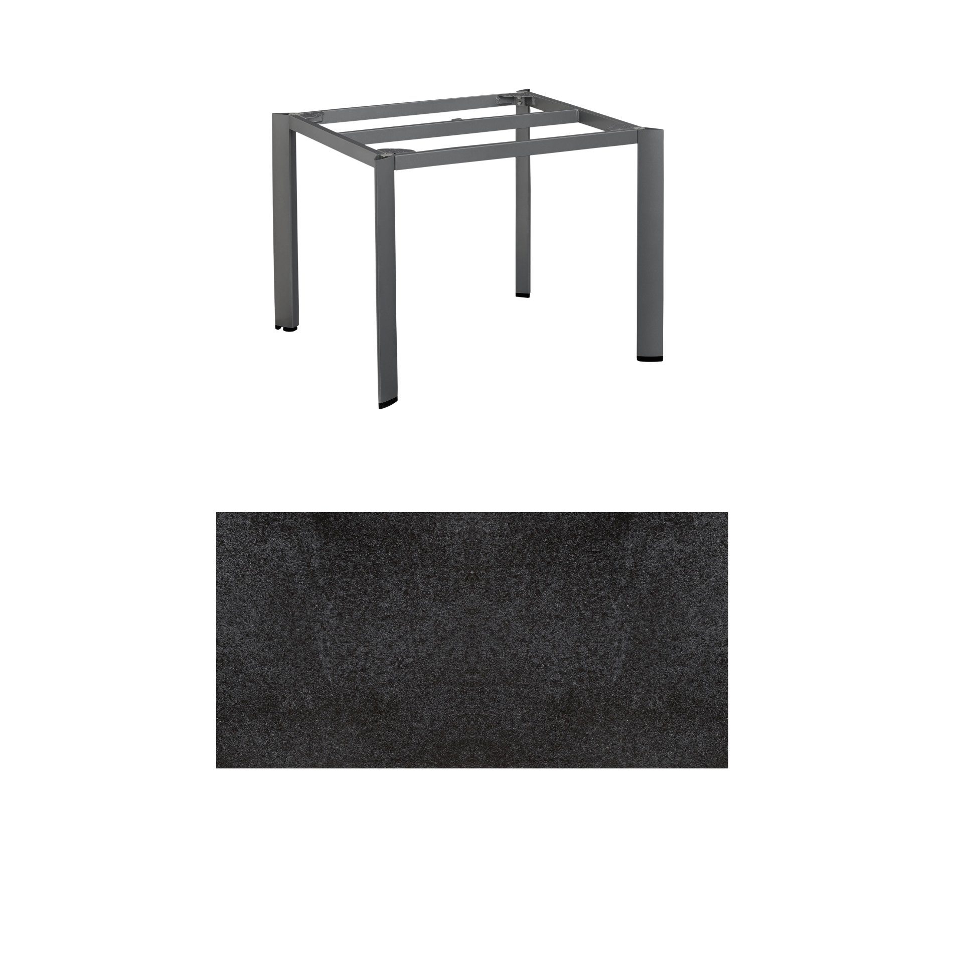 Kettler "Edge" Gartentisch, Tischgestell 95x95cm, Alu anthrazit, mit Tischplatte HPL Stahl
