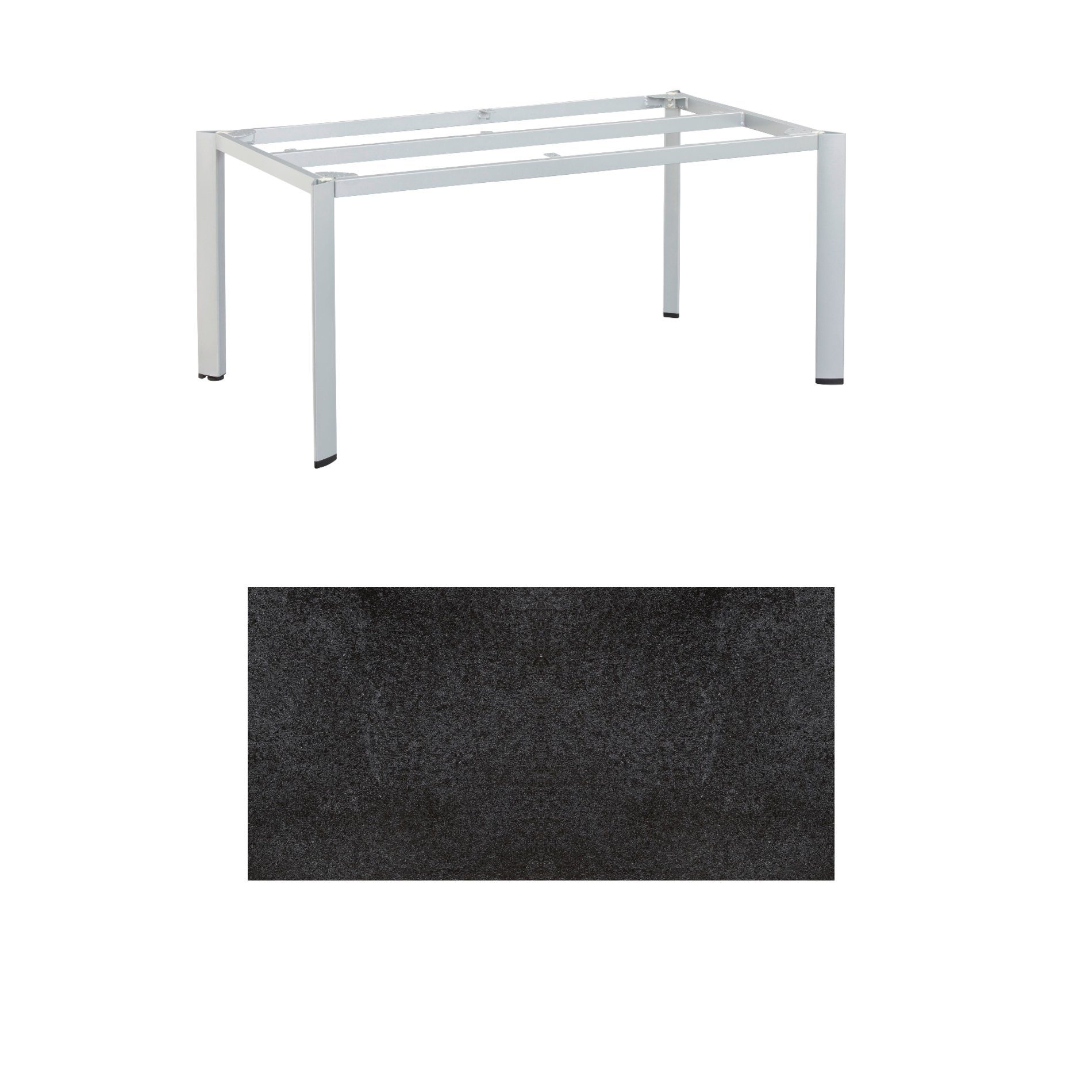 Kettler "Edge" Gartentisch, Tischgestell 160x95cm, Alu silber, mit Tischplatte HPL Stahl