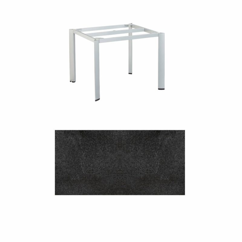 Kettler "Edge" Gartentisch, Tischgestell 95x95cm, Alu silber, mit Tischplatte HPL Stahl