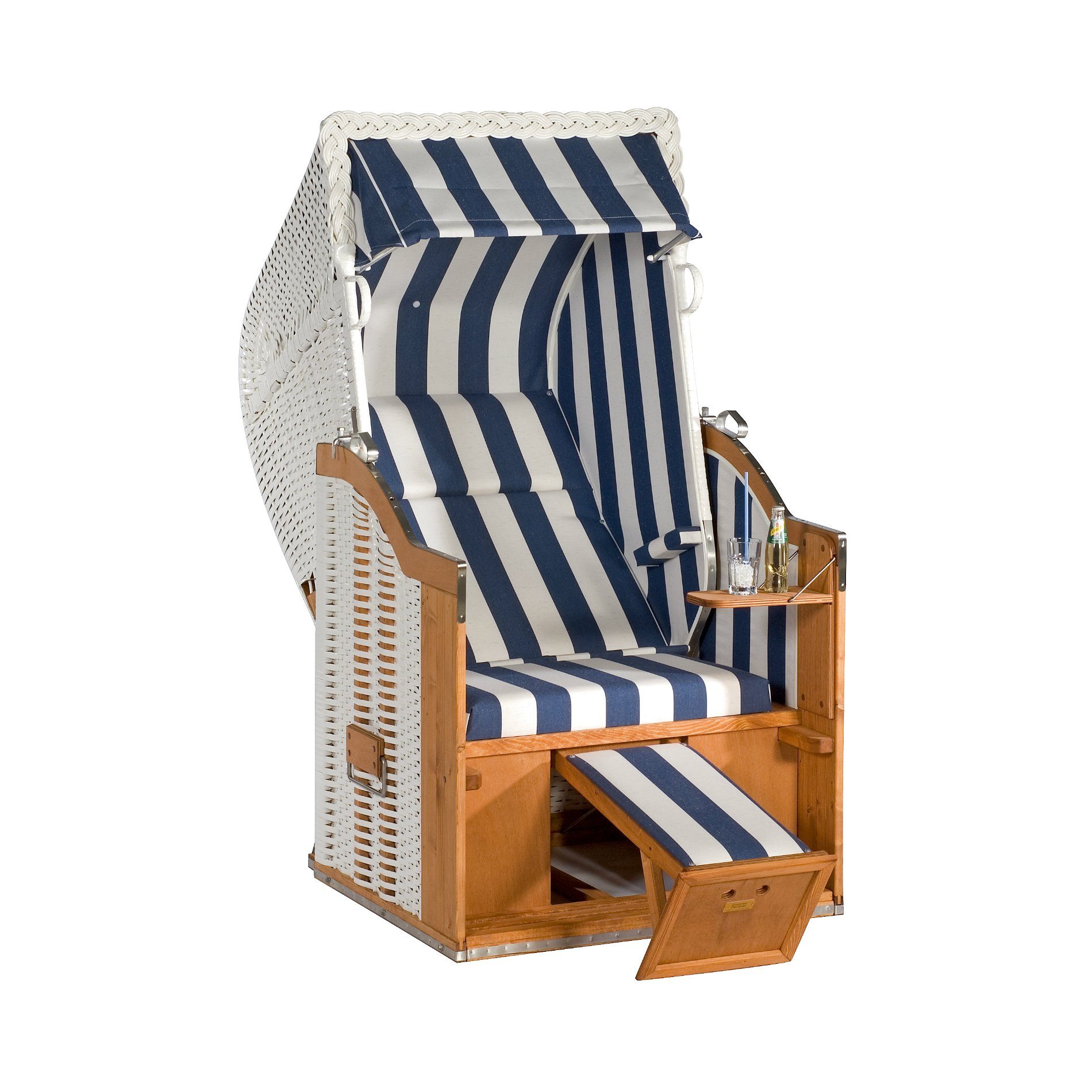 SonnenPartner Strandkorb 1-Sitzer "Classic", PVC-Kunststoffgeflecht weiß, Stoff Nr. 40