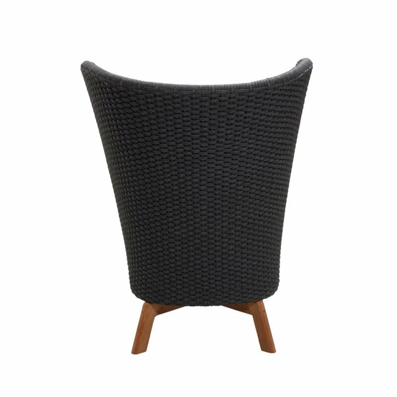 Cane-line Loungesessel "Peacock Wing", Gestell Teakholz, Soft Rope dunkelgrau inkl. Kissen grau