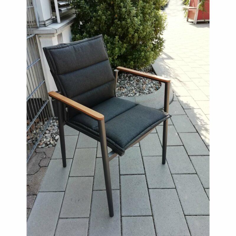 Gartenkultur Auflage für Jati&Kebon Stapelsessel "Arosa", mit Stehsaum, Sunbrella Natte sooty