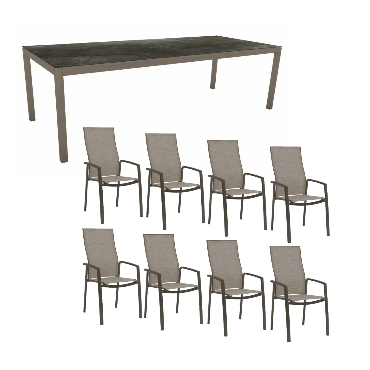 Stern GartenmöbelSet mit Hochlehner “Kari” und Gartentisch 250x100 cm