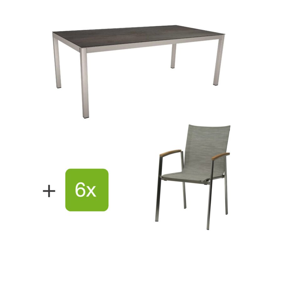 Stern Gartenmöbel-Set mit Stuhl "New Top" und Tisch Edelstahl/HPL