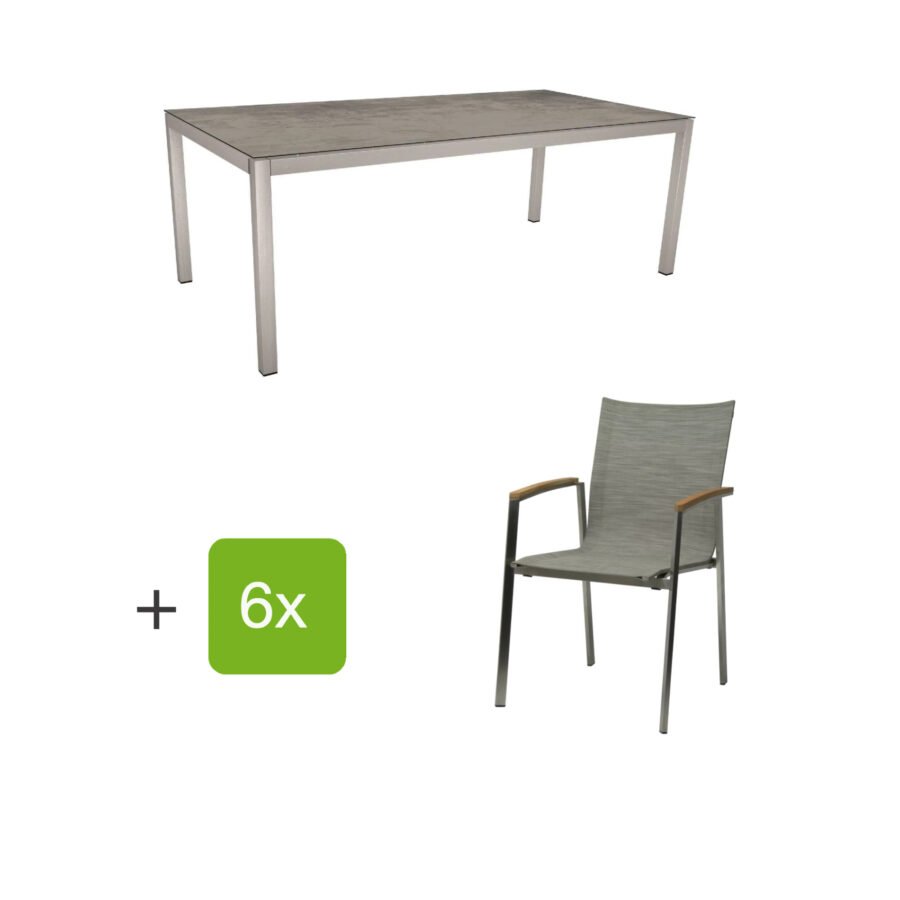 Stern Gartenmöbel-Set mit Stuhl "New Top" und Tisch Edelstahl/HPL
