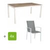 Stern Gartenmöbel-Set "Evoee", Gestelle Aluminium weiß, Sitzfläche Textilgewebe silberfarben, Tischplatte HPL Ferro