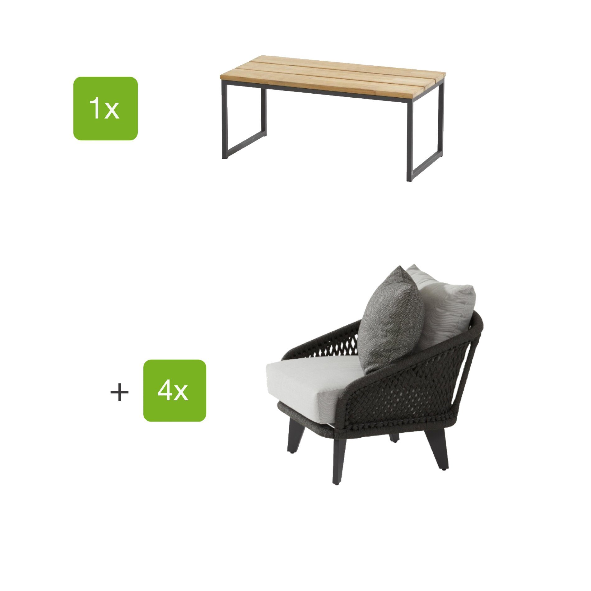 4Seasons Outdoor "Belize" Loungeset 5-tlg. mit Loungetisch "Essence"