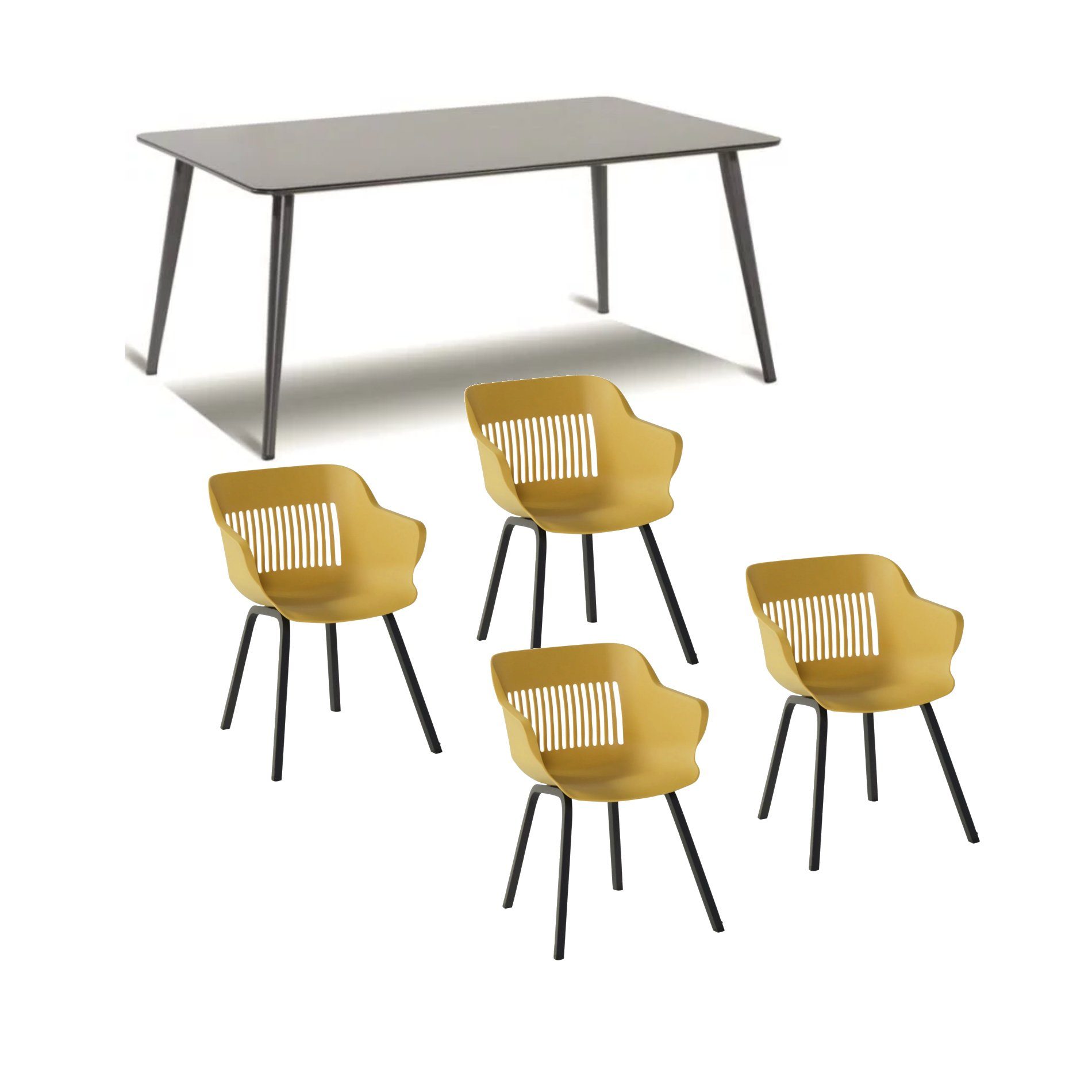 Hartman Gartenmöbel-Set mit Stuhl "Jill", Farbe curry, und Gartentisch 170x100 cm "Sophie Studio", Alu xerix, Tischplatte HPL xerix
