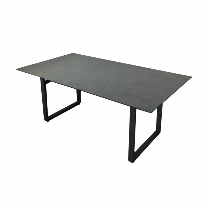 Jati&Kebon "Rao" Dining-Loungetisch, Gestell Aluminum eisengrau, Tischplatte HPL Granit dunkelgrau, 160x90x65 cm
