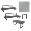 Jati&Kebon "Rao" Diningset, Gestelle Aluminium eisengrau, Polsterset Natté grey chiné, Tischplatte HPL Granit dunkelgrau, 160x90 cm