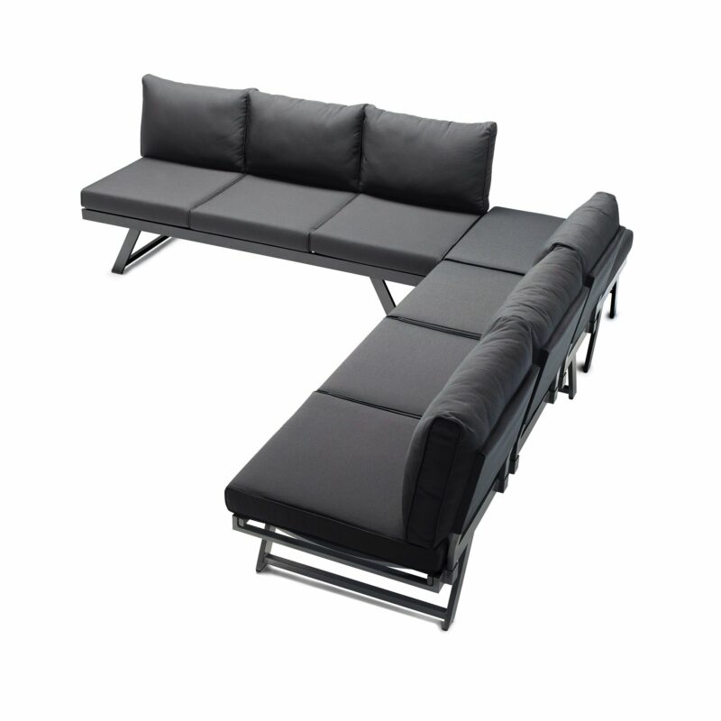 Sieger Loungeserie "Auckland", Gestell Aluminium eisengrau, Kissenfarbe grau