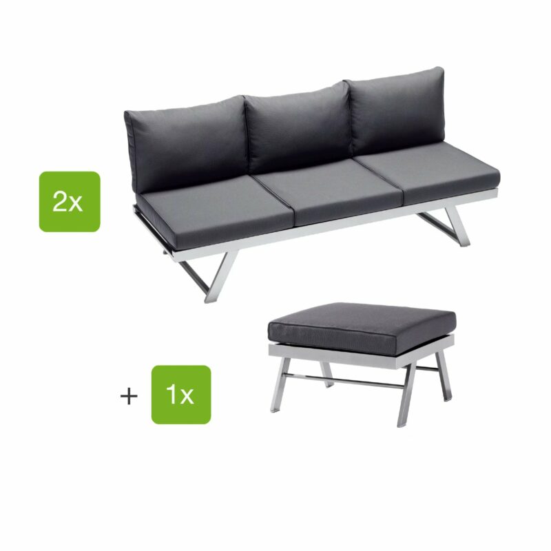 Sieger Loungeserie "Auckland", Gestell Aluminium graphit, Kissenfarbe grau