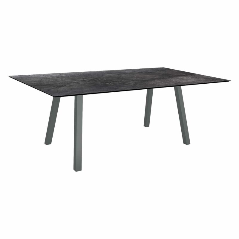 Stern Tisch "Interno", Größe 180x100cm, Alu anthrazit, Vierkantrohr, Tischplatte HPL Dark Marble