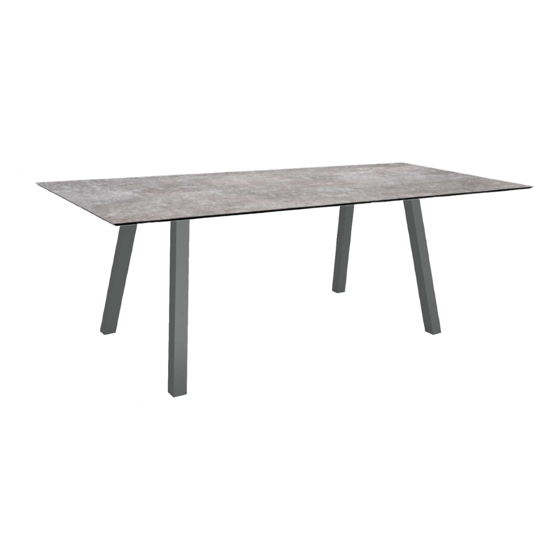 Stern Tisch "Interno", Größe 180x100cm, Alu anthrazit, Vierkantrohr, Tischplatte HPL Metallic Grau