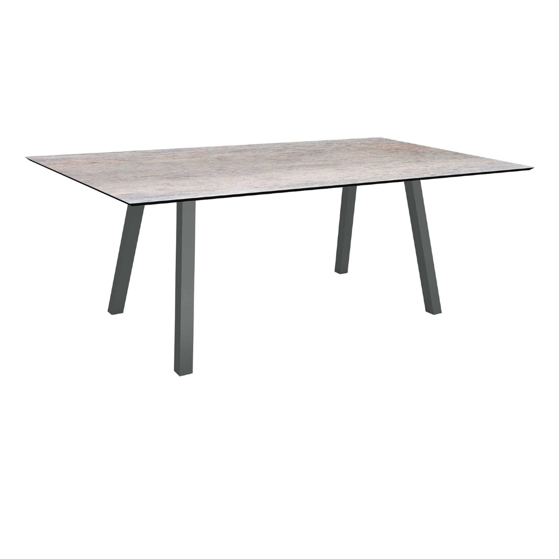 Stern Tisch "Interno", Größe 180x100cm, Alu anthrazit, Vierkantrohr, Tischplatte HPL Smoky