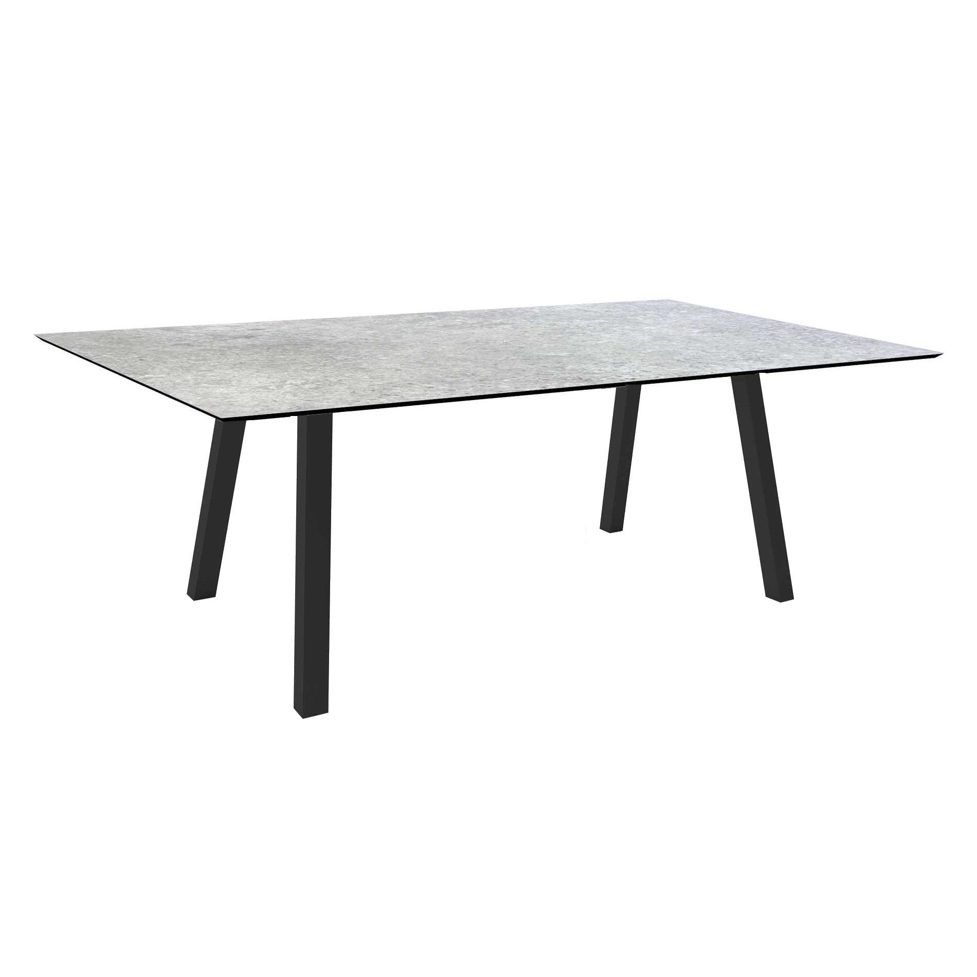 Stern Tisch "Interno", Größe 180x100cm, Alu anthrazit, Vierkantrohr, Tischplatte HPL Vintage Stone