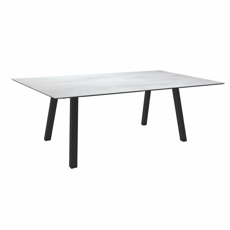 Stern Tisch "Interno", Größe 180x100cm, Alu anthrazit, Vierkantrohr, Tischplatte HPL Zement hell