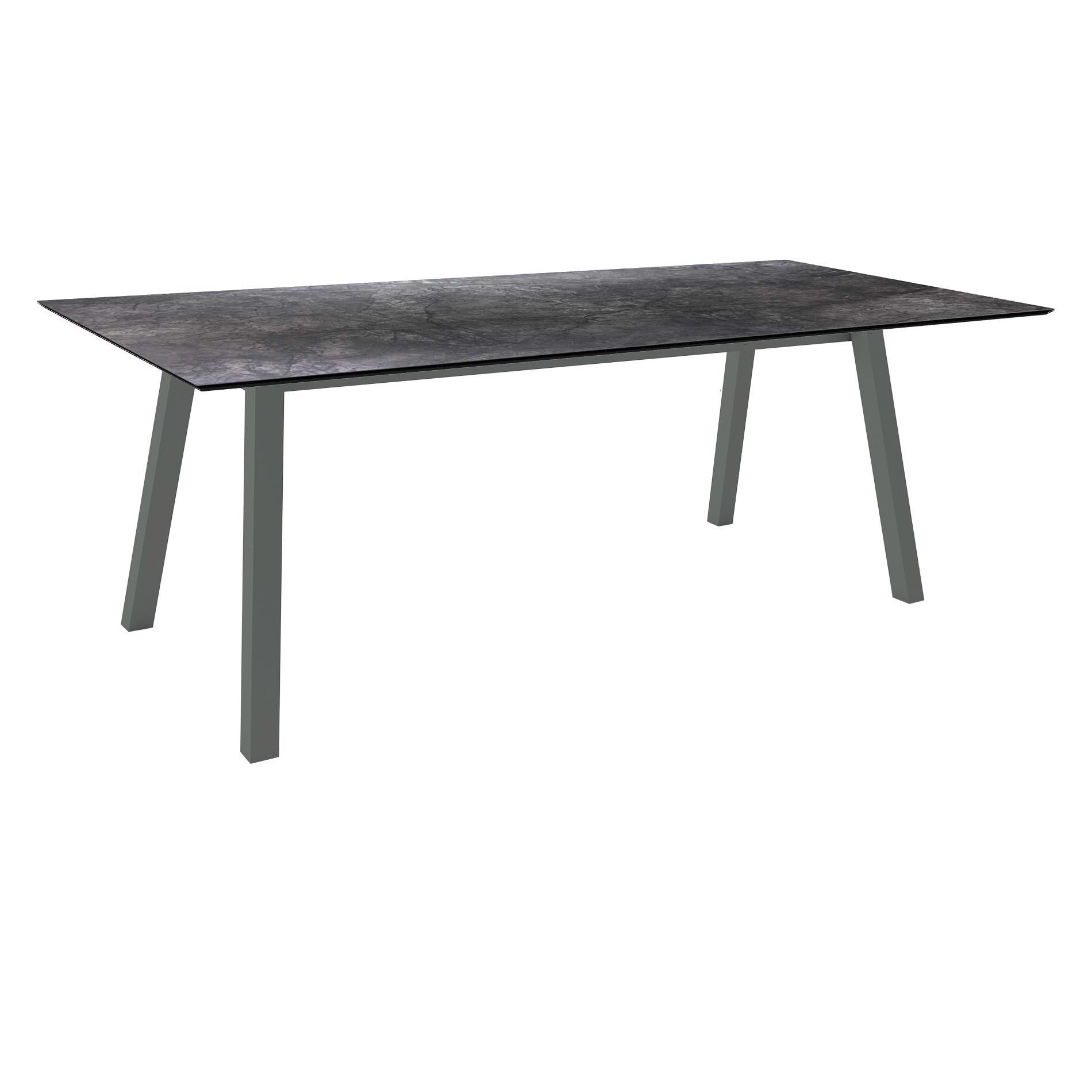 Stern Tisch "Interno", Größe 220x100cm, Alu anthrazit, Vierkantrohr, Tischplatte HPL Dark Marble