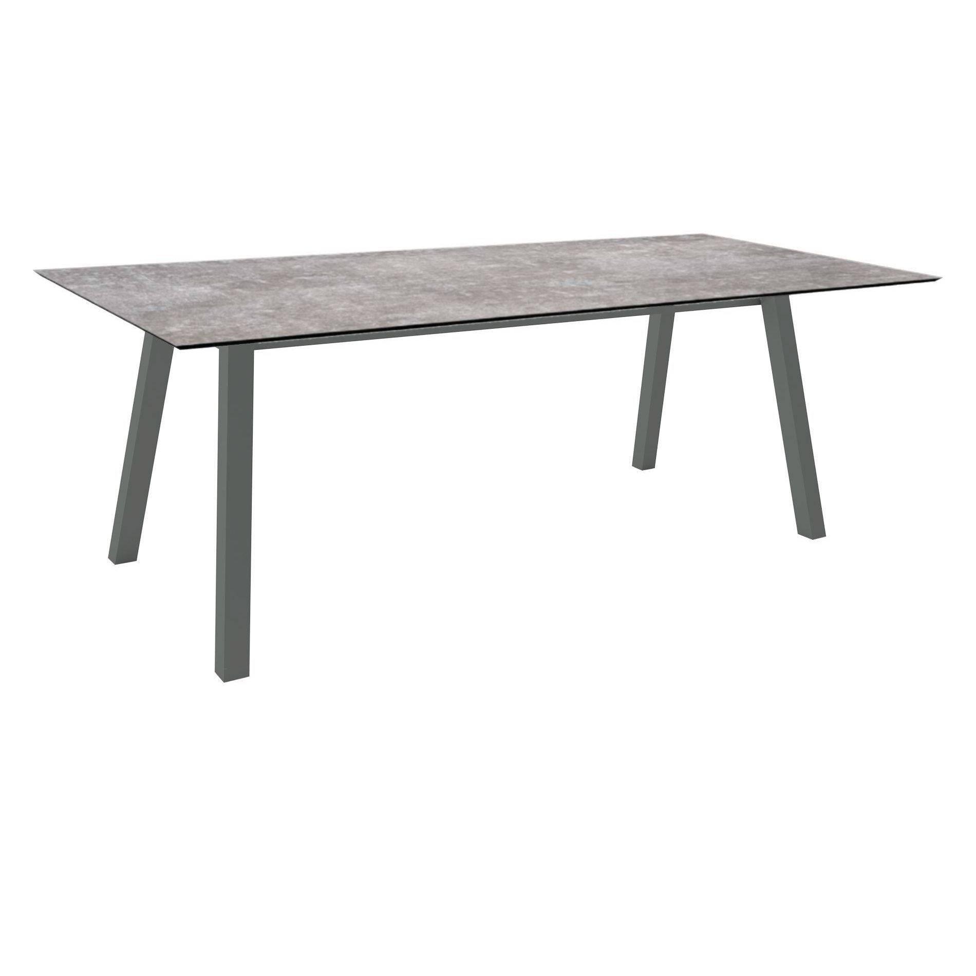 Stern Tisch "Interno", Größe 220x100cm, Alu anthrazit, Vierkantrohr, Tischplatte HPL Metallic Grau