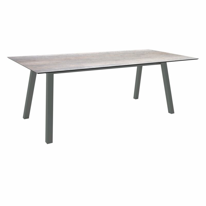Stern Tisch "Interno", Größe 220x100cm, Alu anthrazit, Vierkantrohr, Tischplatte HPL Smoky