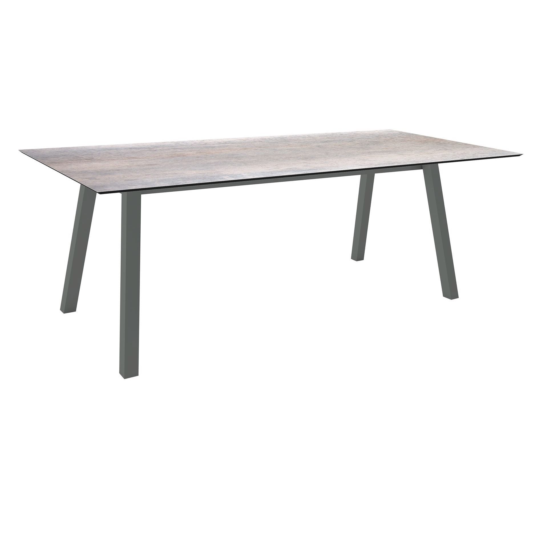 Stern Tisch "Interno", Größe 220x100cm, Alu anthrazit, Vierkantrohr, Tischplatte HPL Smoky