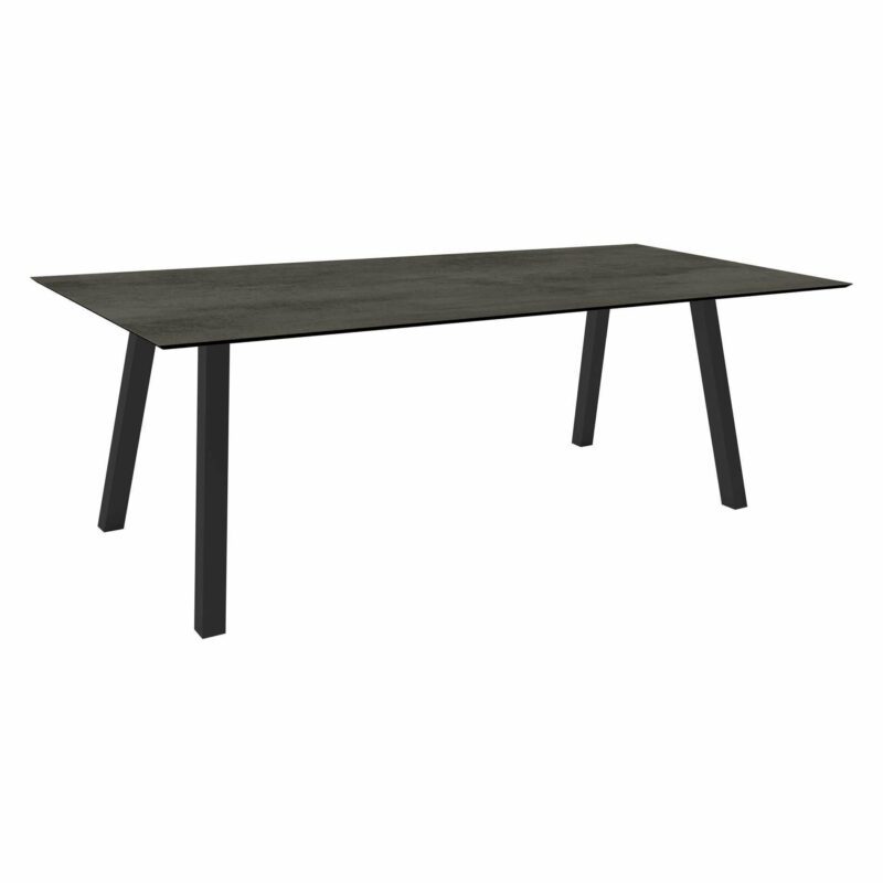 Stern Tisch "Interno", Größe 220x100cm, Alu anthrazit, Vierkantrohr, Tischplatte HPL Zement