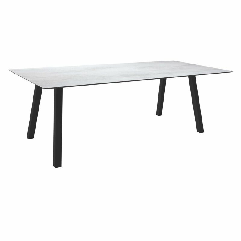 Stern Tisch "Interno", Größe 220x100cm, Alu anthrazit, Vierkantrohr, Tischplatte HPL Zement hell
