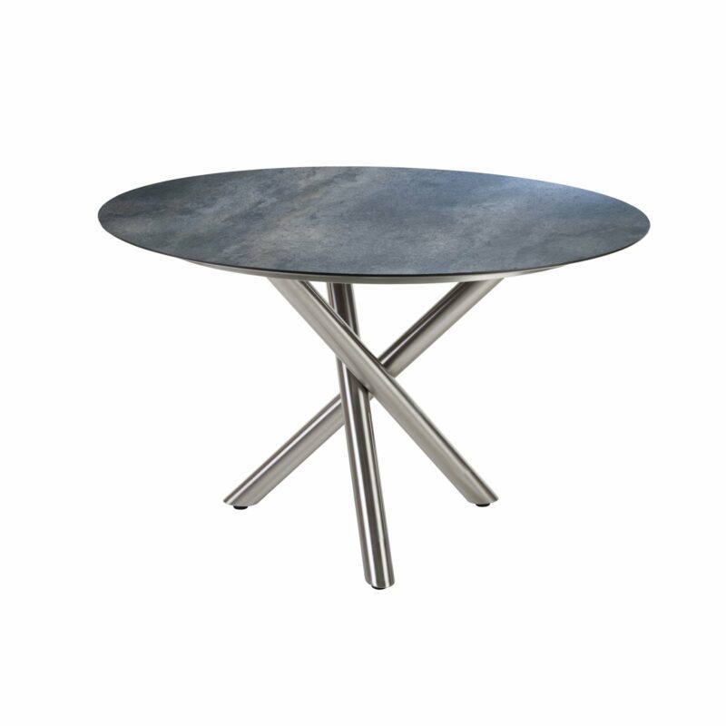 Diamond Garden Tisch "San Marino" rund, Gestell Edelstahl gebürstet, Platte DiGa Compact HPL Anthrazit Titan, Ø 120 cm