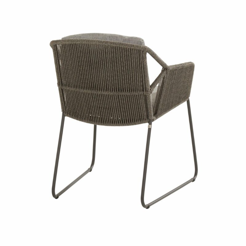 4Seasons Diningsessel "Accor", Gestell Edelstahl anthrazit, Rope mid grey, Kissenset grau