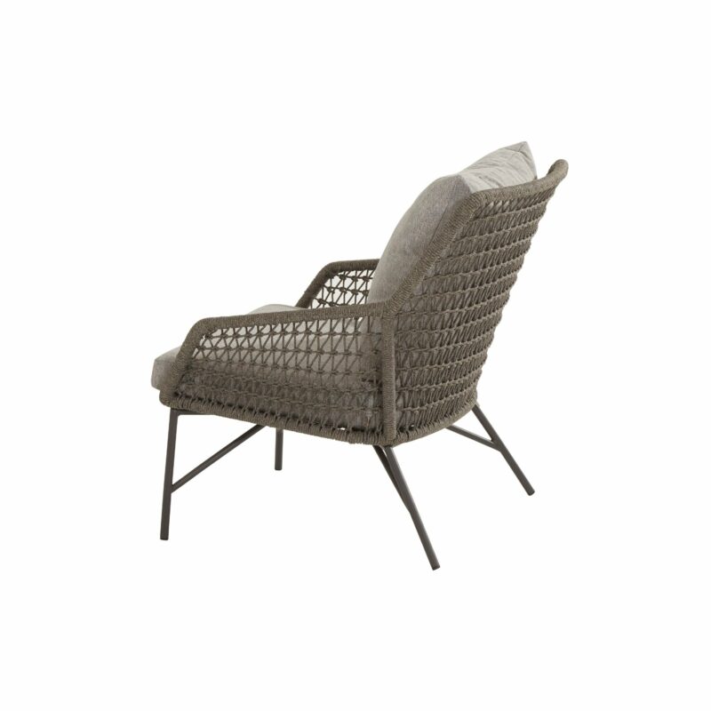 4Seasons Outdoor Loungesessel "Babilonia", Edelstahl anthrazit, Rope mid-grey, inkl. Sitz- und Rückenkissen