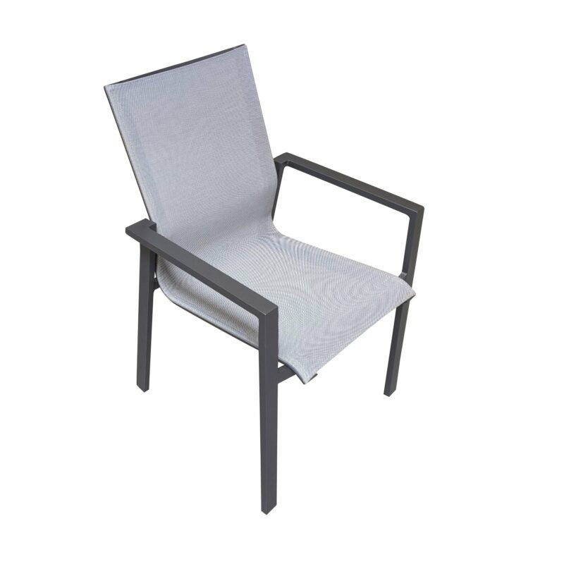Jati&Kebon "Beja XL" Gartenstuhl, Aluminium eisengrau, Textilgewebe silbergrau