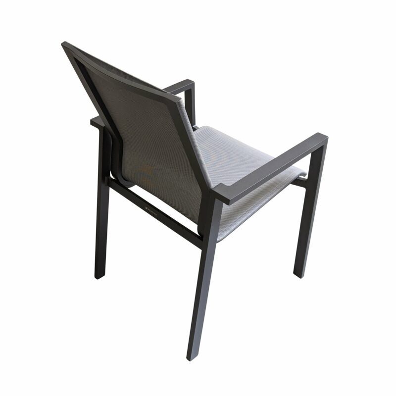 Jati&Kebon "Beja XL" Gartenstuhl, Aluminium eisengrau, Textilgewebe silbergrau