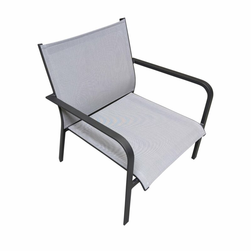 Jati&Kebon "Dransy" Loungesessel, Aluminium eisengrau, Textilgewebe silbergrau