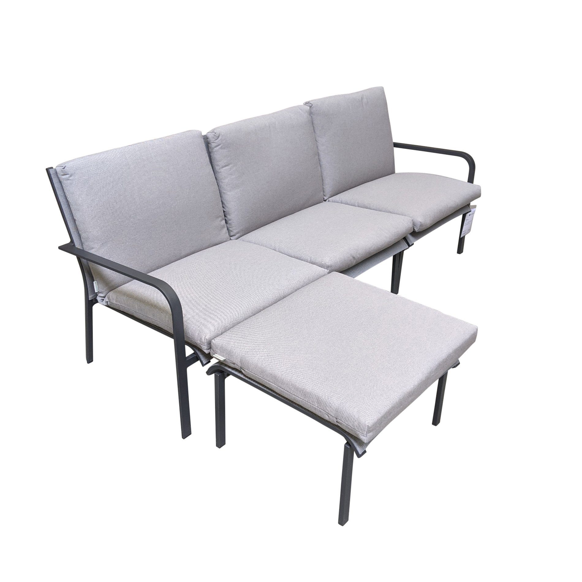 Jati&Kebon "Dransy" Loungeset 4-tlg., Aluminium eisengrau, Textilgewebe silbergrau mit Auflagen Silver Grey Basic