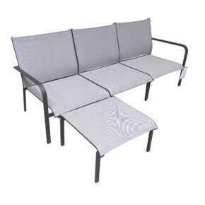 Jati&Kebon "Dransy" Loungeset 4-tlg., Aluminium eisengrau, Textilgewebe silbergrau