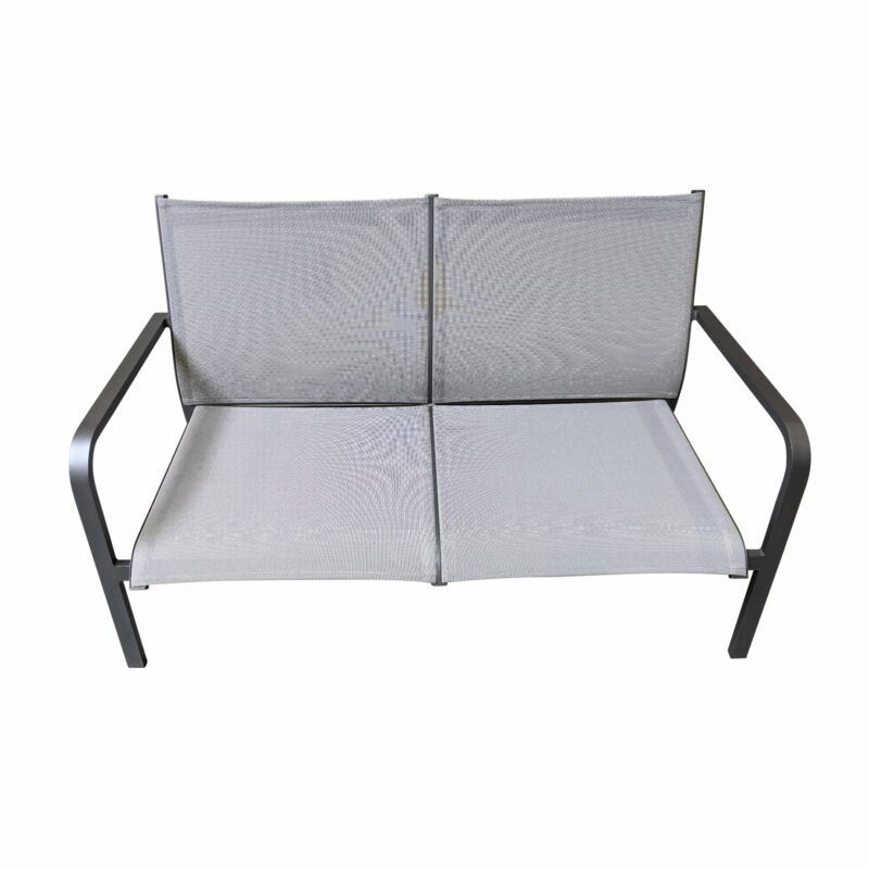 Jati&Kebon "Dransy" 2-Sitzer Loungesofa, Aluminium eisengrau, Textilgewebe silbergrau
