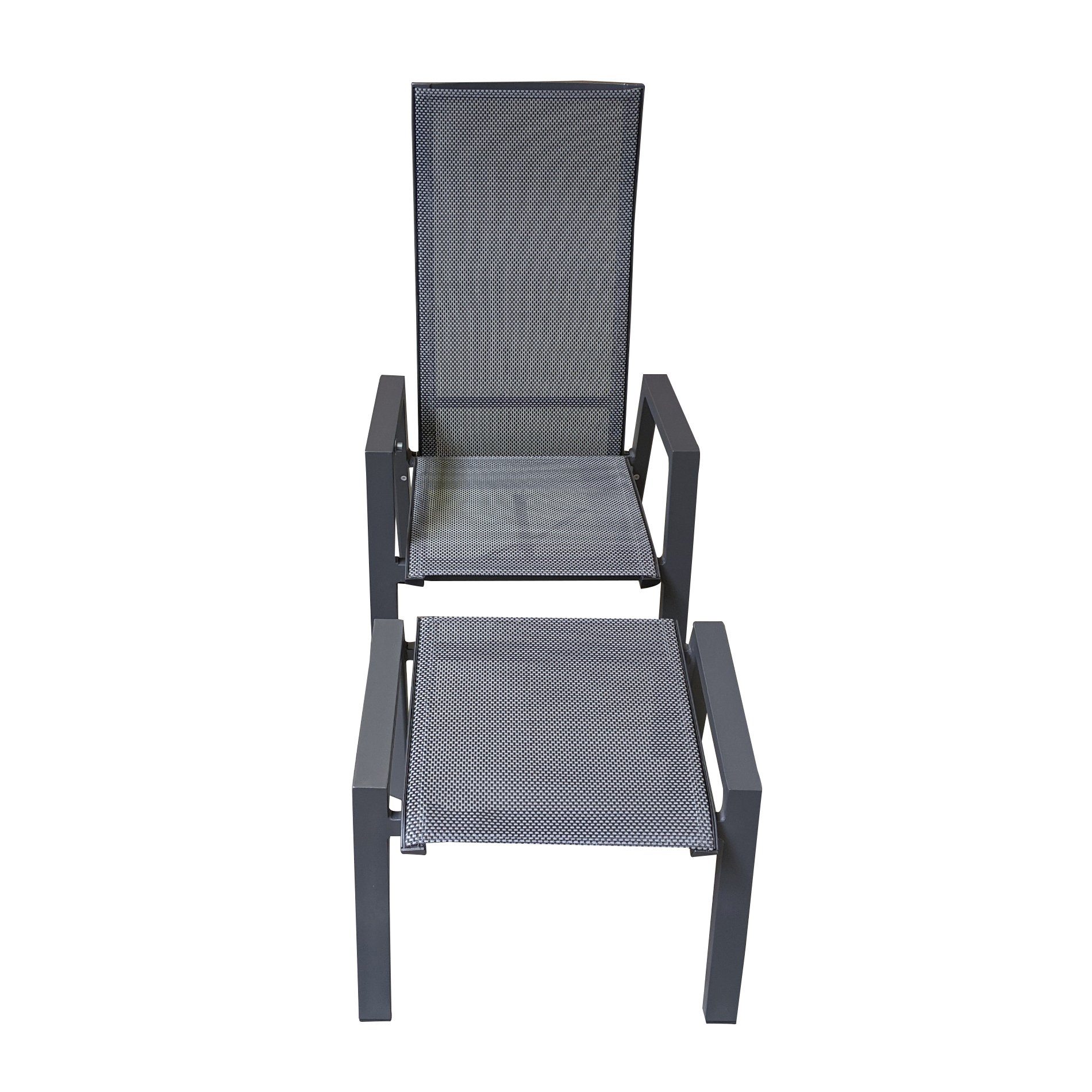 Lesli Living “Amir“ Hochlehner und Hocker, Gestelle Aluminium anthrazit matt, Sitz Textilgewebe schwarz/grau