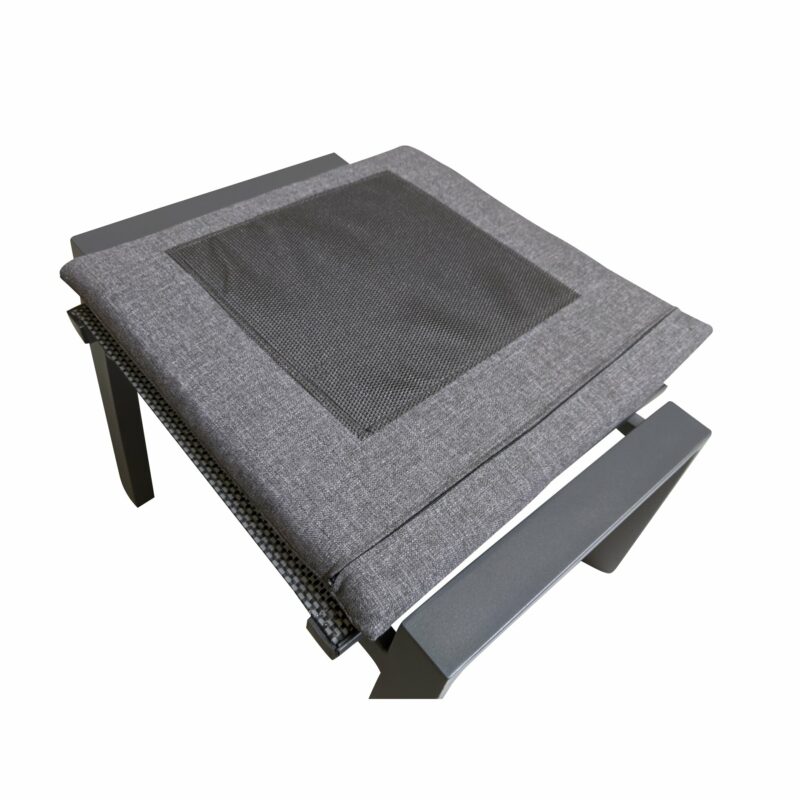 Lesli Living “Amir“ Gartenhocker, Gestell Aluminium anthrazit matt, Sitz Textilgewebe schwarz/grau, inkl. Kissen anthrazit, rutschhemmend