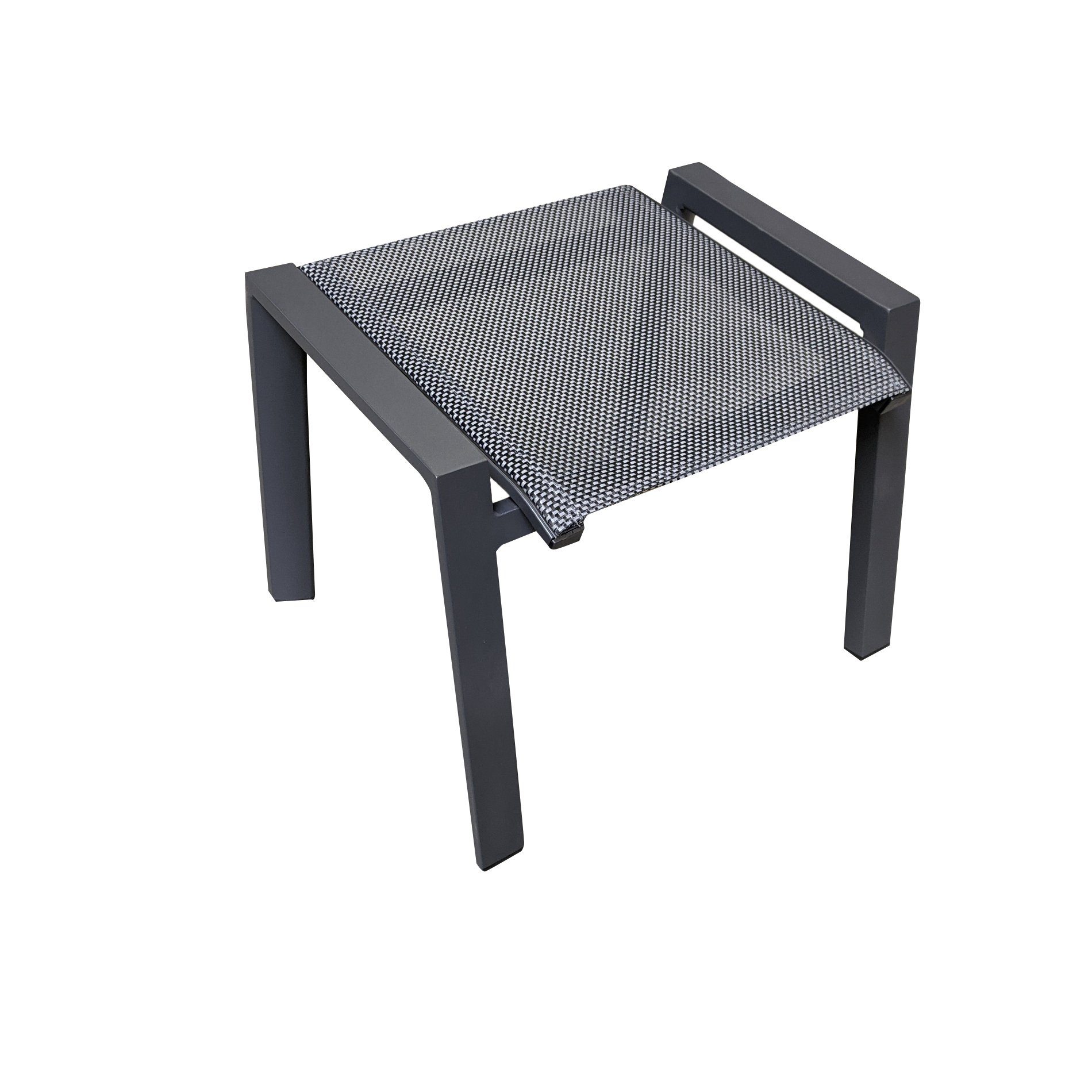 Lesli Living “Amir“ Gartenhocker, Gestell Aluminium anthrazit matt, Sitz Textilgewebe schwarz/grau