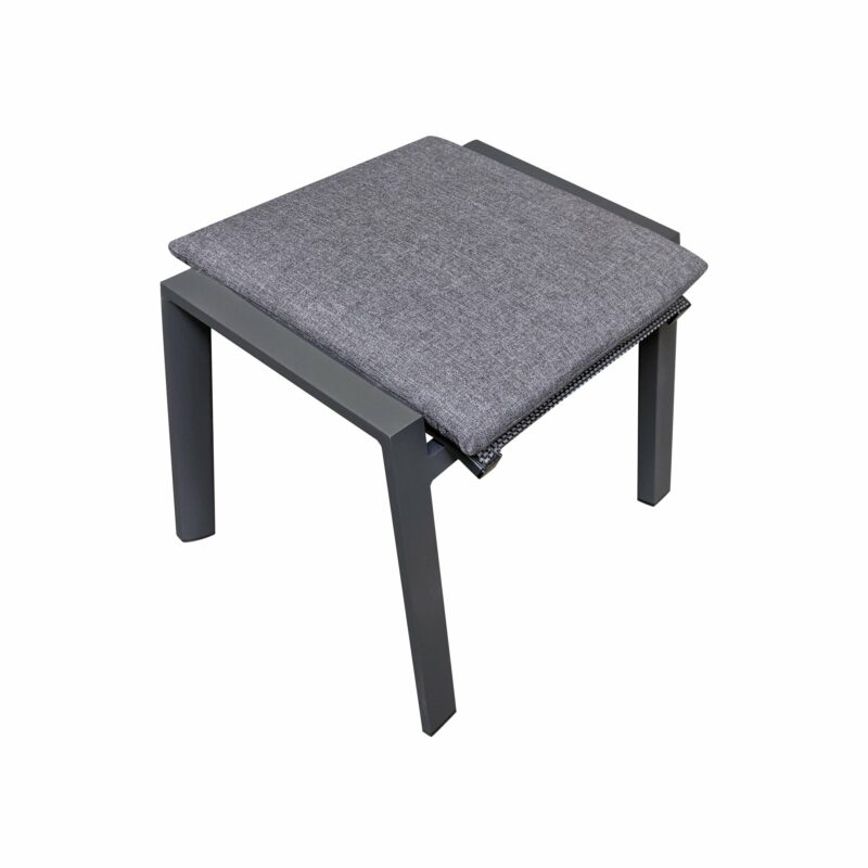 Lesli Living “Amir“ Gartenhocker, Gestell Aluminium anthrazit matt, Sitz Textilgewebe schwarz/grau, inkl. Kissen anthrazit