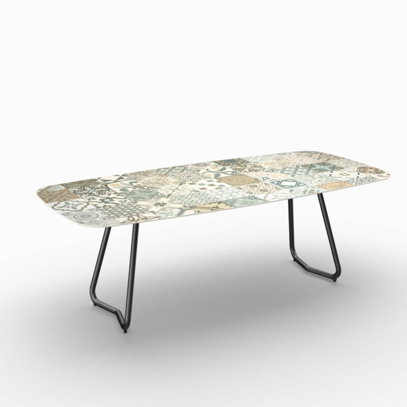 SIT Mobilia Gartentisch "Jura-Delemont", Gestell Stahl eisengrau lackiert, Tischplatte Keramik Azulecho, 220x100 cm