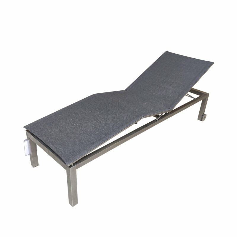 SIT Mobilia "Vienna" Sonnenliege mit Synchronverstellung, Gestell Edelstahl, Liegefläche Batyline Eden Black