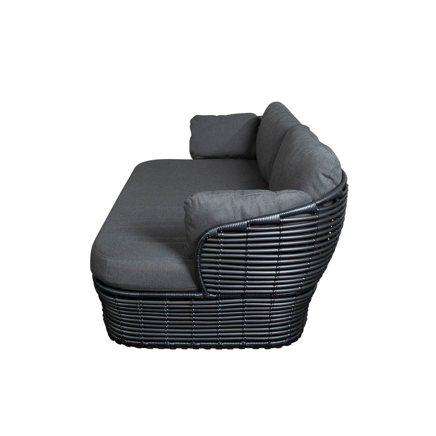 Cane-line "Basket" Loungesofa, Geflecht graphite, AirTouch-Kissen grey